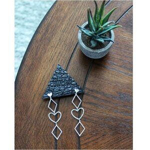 Luv AJ Silver Tone Diamond & Heart Earrings